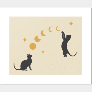 Cat and Moon #1 Posters and Art